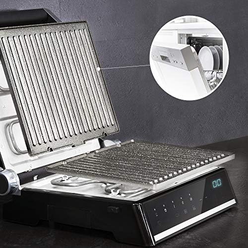 2026 Cecotec Grill électrique Rock’nGrill Smart. Système de réglage de la puissance, du temps et de la température de 2000 W, ouverture à 180 °, plaques amovibles allant au lave vaisselle : Cuisine et Maison