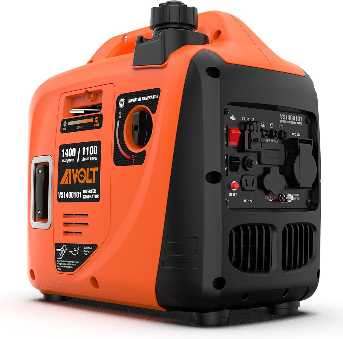 2026 AIVOLT Generatore Inverter 1400 Watt generatore di corrente silenziato gruppo elettrogeno emergenza a benzina silenzioso per campeggio, festival e uso domestico con 2 prese USB, 12V DC e 230 V AC