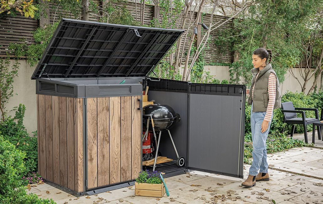 2026 Keter Coffre de rangement pour jardin Signature 2020L - Aspect bois