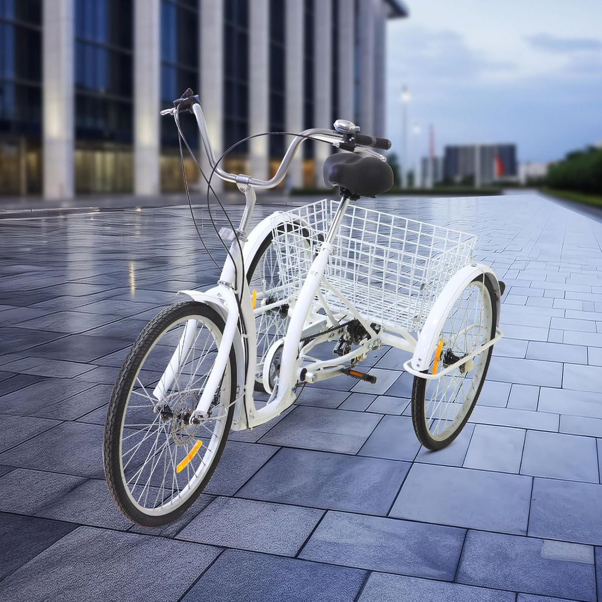 2026 26 Pollice 6 Marce 3 Ruote Triciclo Bicicletta per Adulti Anziani con Cestino Bianco Anziani Donne Per Trike Bike Ciclismo Porta