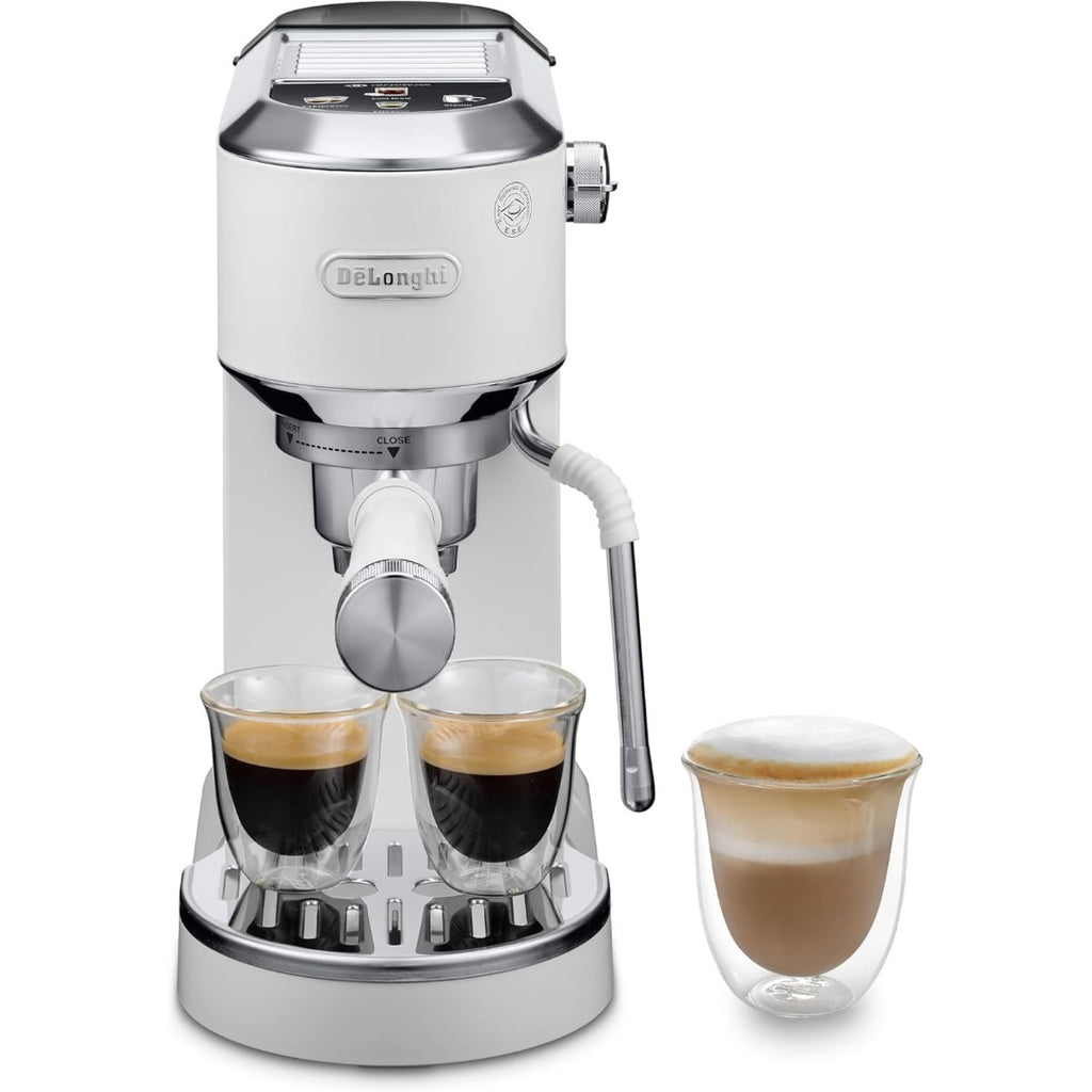 2026 De'Longhi Dedica – Cafetière à pompe en acier inoxydable pour café moulu ou individuel, expresso et cappuccino, réservoir de 1,3 litre, système anti-goutte, modèle EC685.M, couleur métal