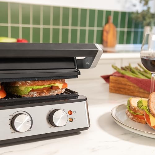 2026 Cecotec Grill électrique Rock’nGrill Smart. Système de réglage de la puissance, du temps et de la température de 2000 W, ouverture à 180 °, plaques amovibles allant au lave vaisselle : Cuisine et Maison