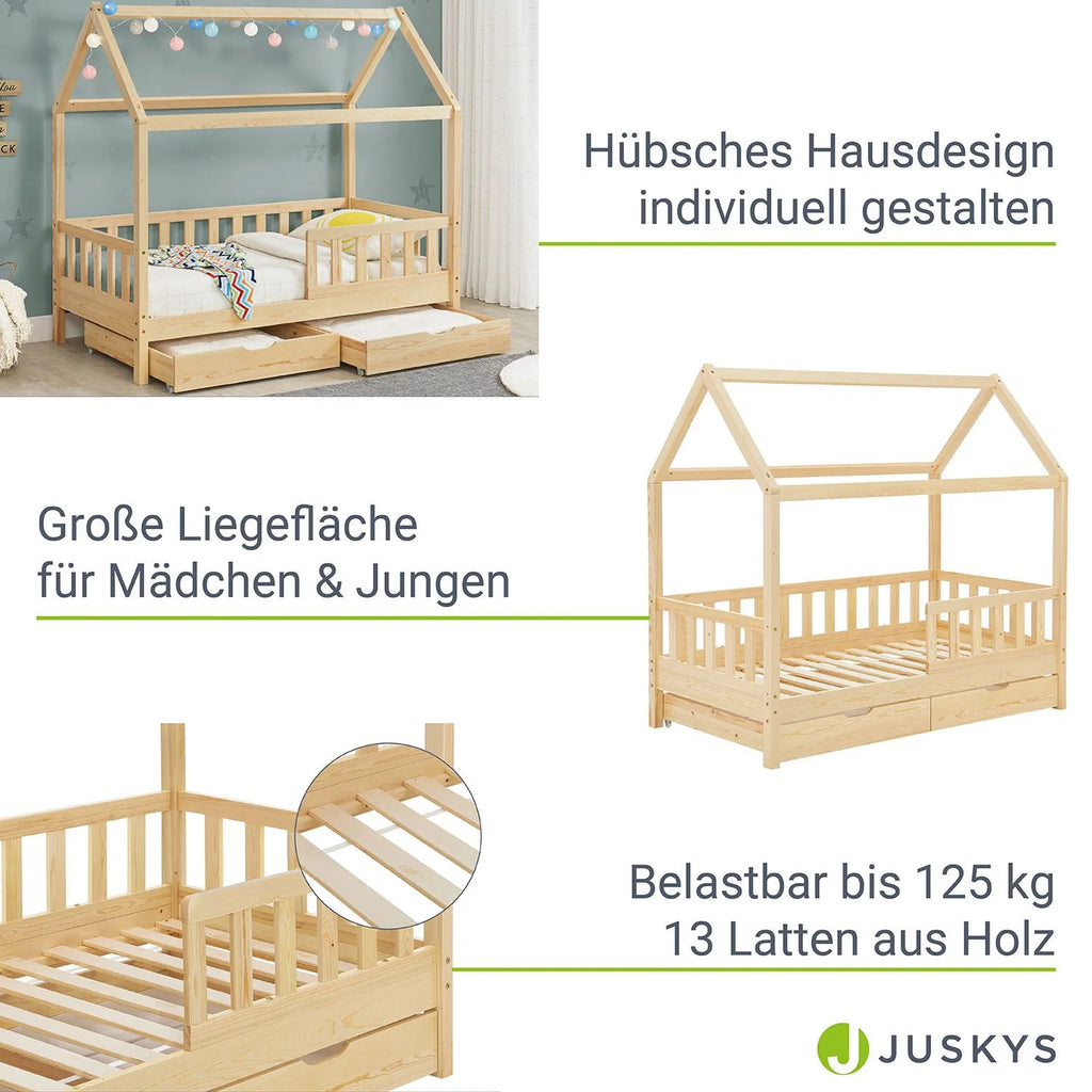 2026 Lit enfant Marli 2025, 80 x 160 cm, avec tiroirs de rangement