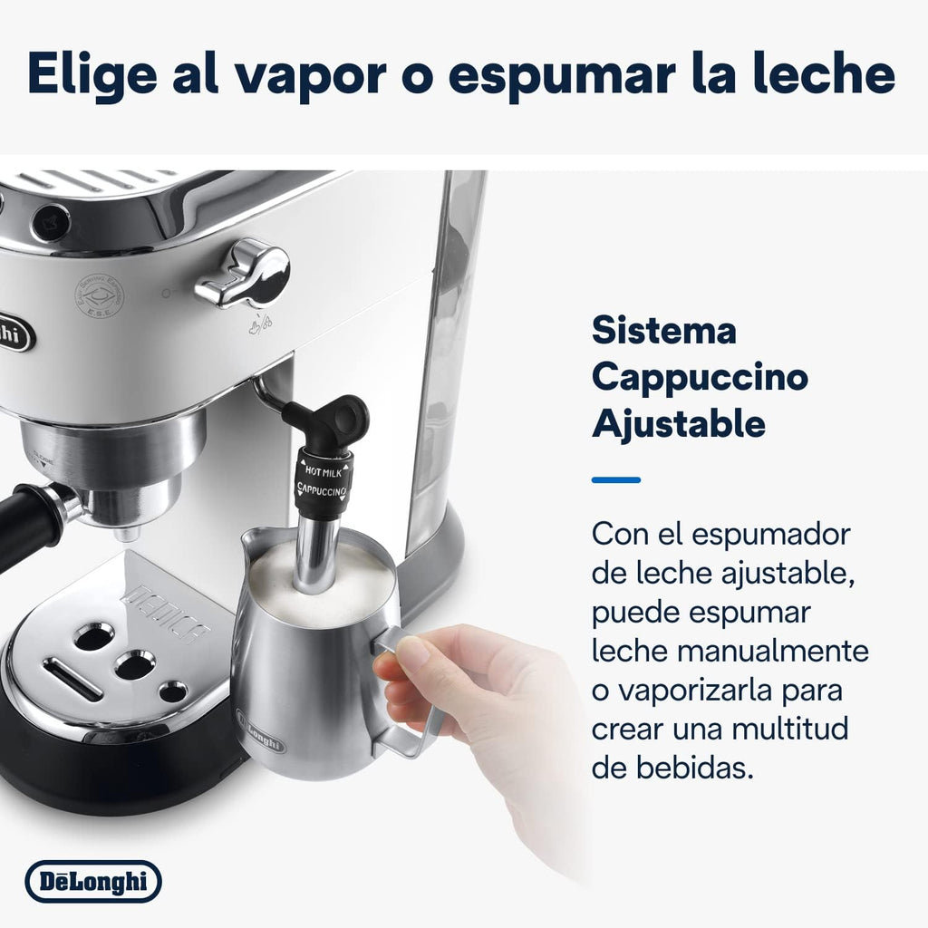 2026 De'Longhi Dedica – Cafetière à pompe en acier inoxydable pour café moulu ou individuel, expresso et cappuccino, réservoir de 1,3 litre, système anti-goutte, modèle EC685.M, couleur métal