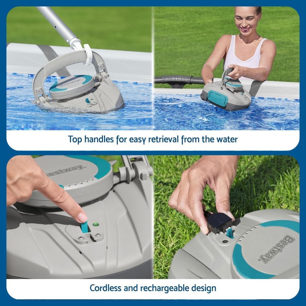 2026 Bestway Robot aspirateur de Piscine Automatique AquaTronix G100-27 cm x 24,4 cm x 15,5 cm - Gris/Vert