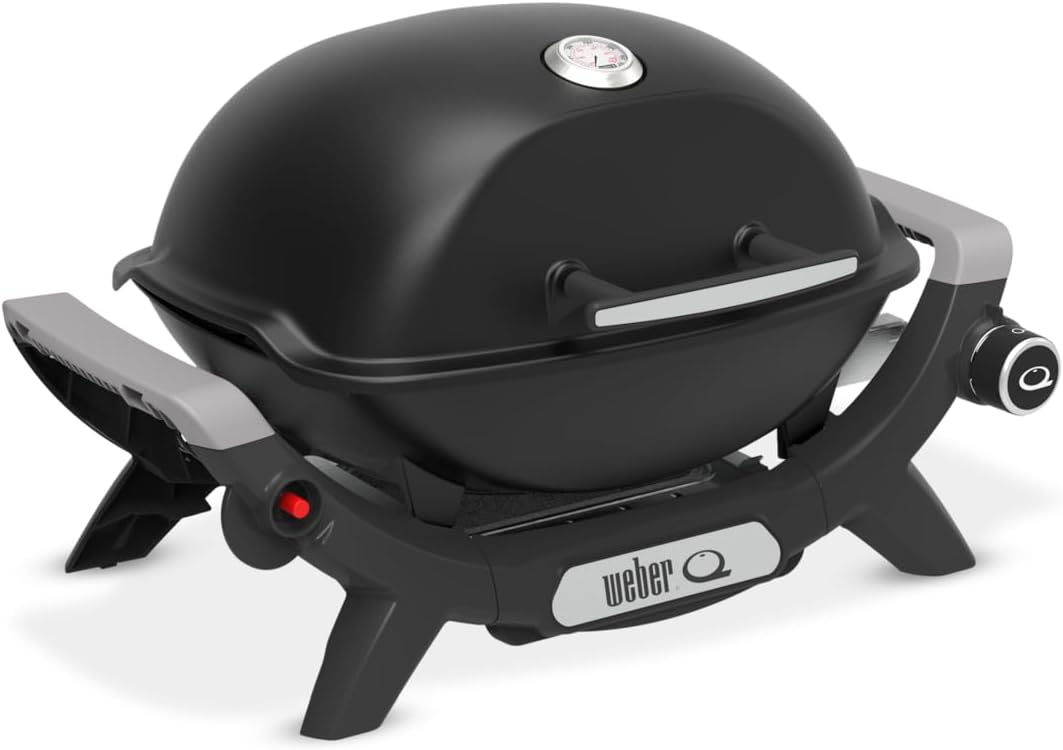 2026 Weber Barbecue à gaz Q 1100N / Barbecue portable léger pour camping, patios et balcons avec brûleur haute efficacité, grilles en fonte émaillée et allumage électronique, noir