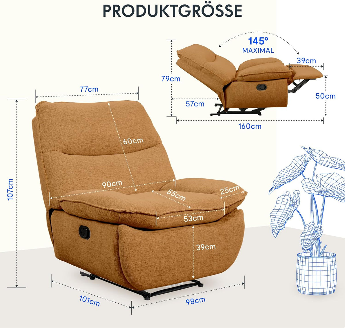 2026 Fauteuil inclinable FLEXISPOT XC6, canapé pivotant à bascule, fauteuil TV avec dossier réglable, fauteuil inclinable pour chambre, salon et home cinéma (beige)