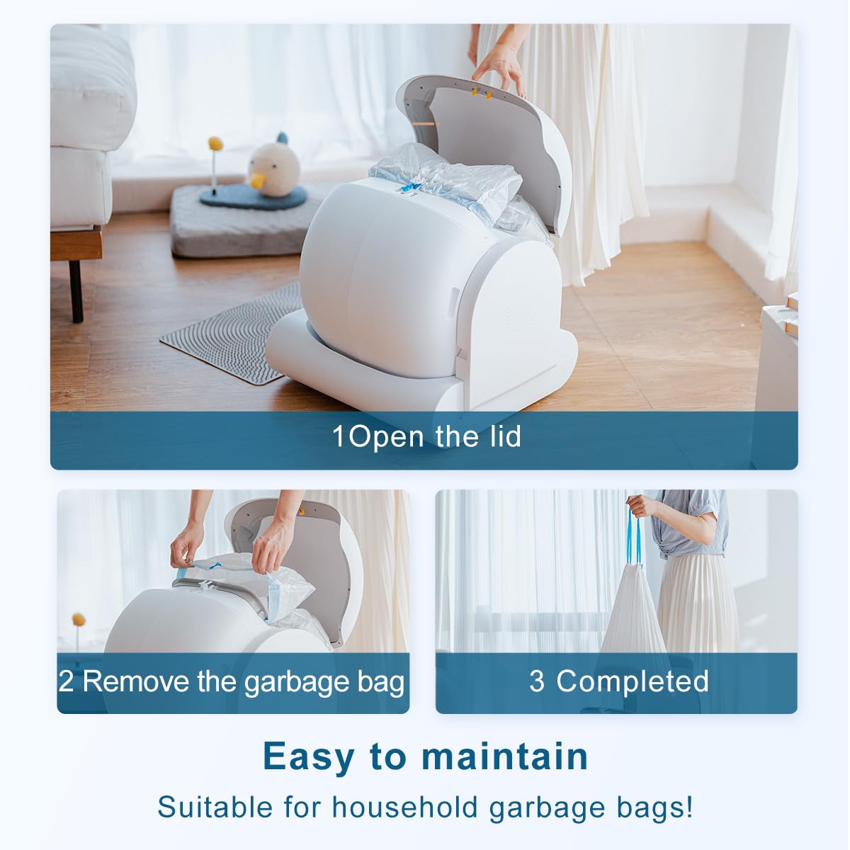 2026 Megonia Litière Autonettoyante Chat Automatique: 2.4GHz WiFi Con App Contrôle à Distance 65L Grande Capacité Anti-Pincement/Fuites/Odeur pour Famille