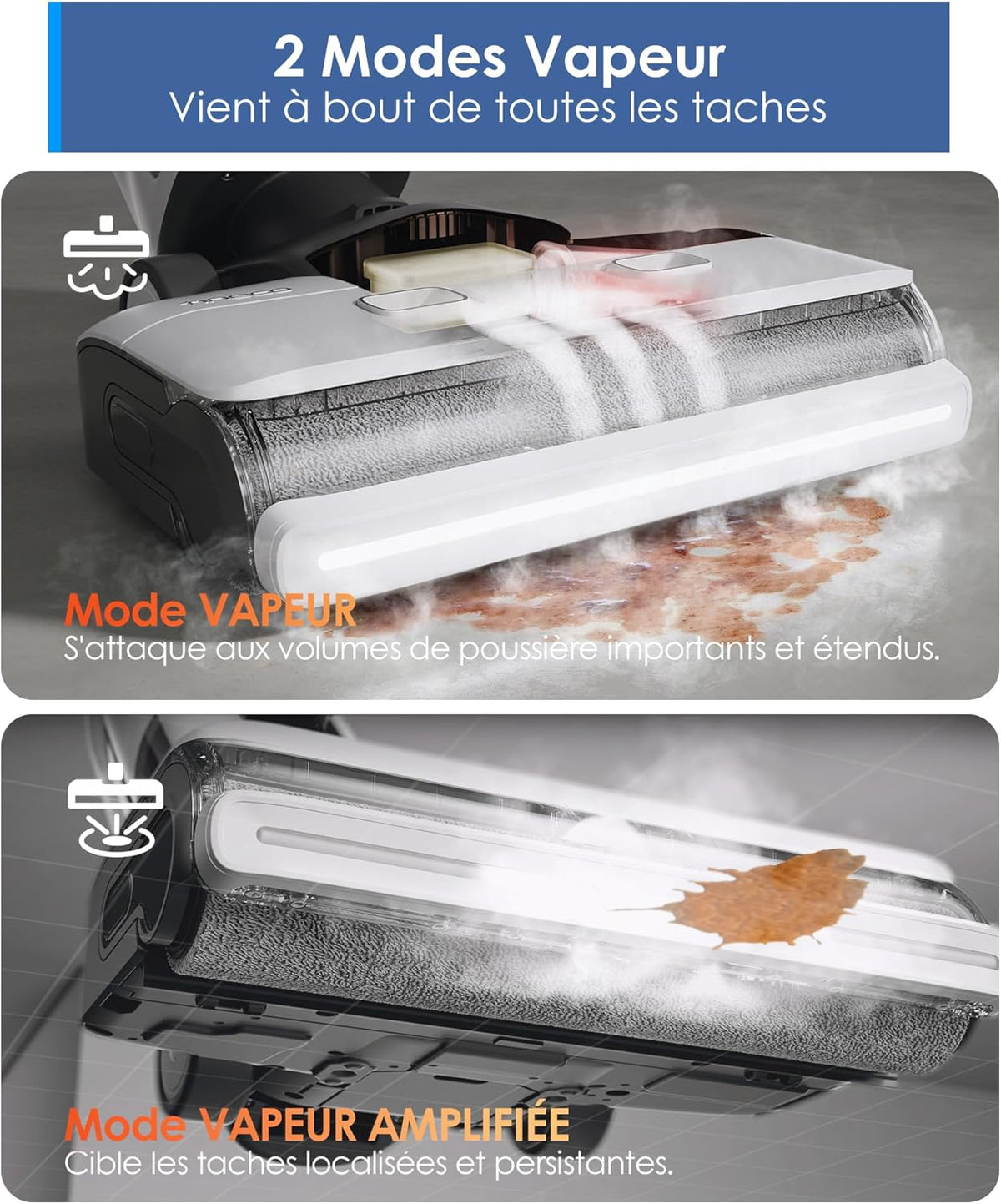 2026 Tineco Floor One S7 Steam Nettoyeur de Sols sans-Fil Balai Vapeur pour Saletés Collantes sur Sols Durs avec Écran Auto-Nettoyage Nettoyage des Bords Autopropulsion Parfait pour Enfants/Animaux