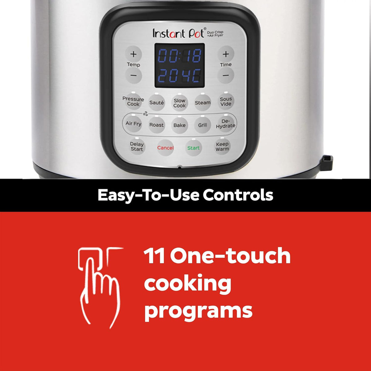 2026 Instant Pot Multicuiseur 11 en 1 Duo Crisp + Air Fryer, 8 L : autocuiseur, friteuse à air, mijoteuse, cuiseur à vapeur, machine sous vide, déshydrateur avec gril, réchaud et fonctions de cuisson