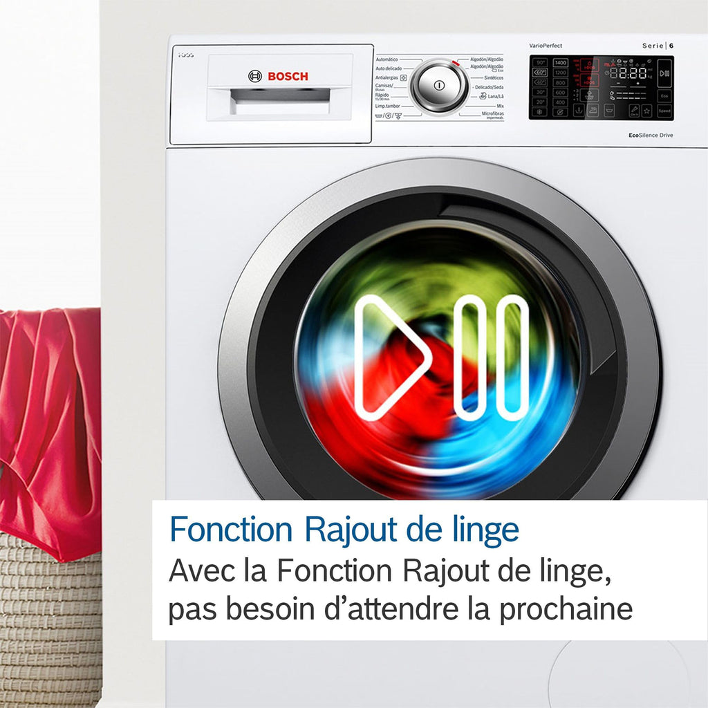 2026 Bosch WGB244A2FR, Série 8, Lave-linge Pose-libre, 9 kg, 1400 trs/min, Blanc