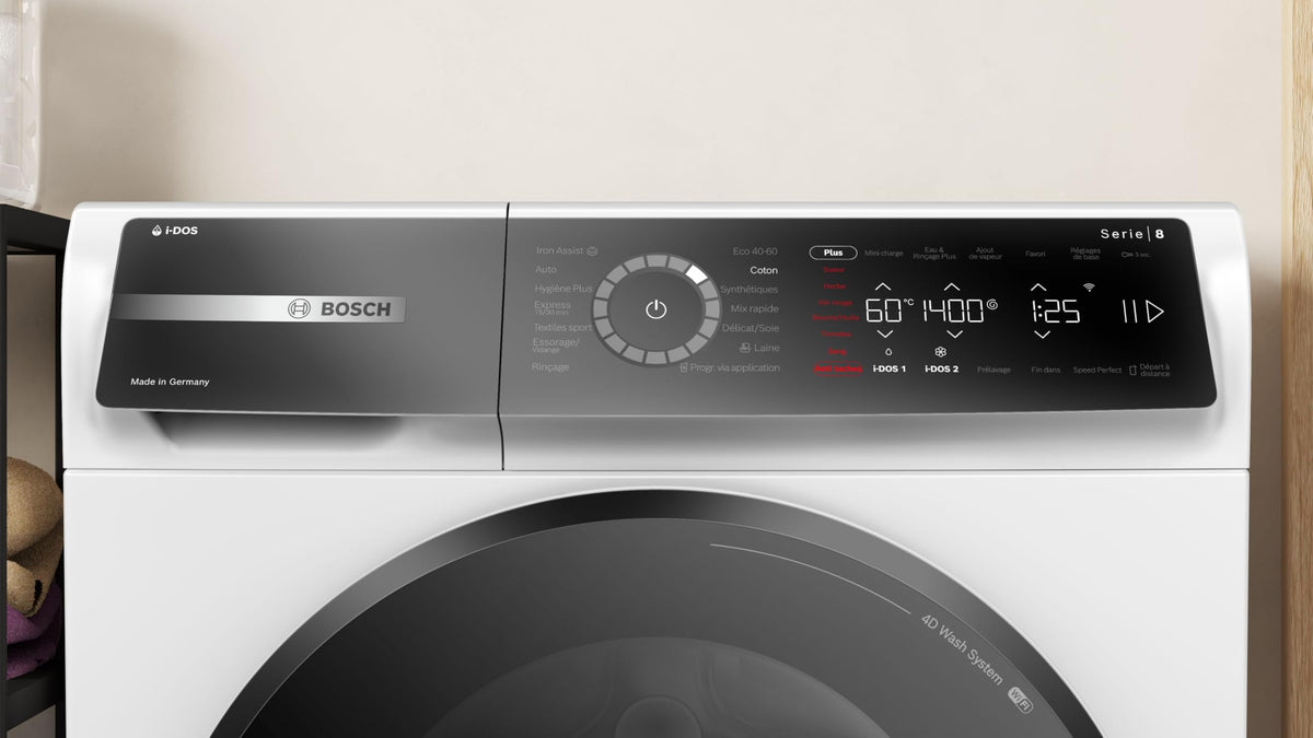 2026 Bosch WGB244A2FR, Série 8, Lave-linge Pose-libre, 9 kg, 1400 trs/min, Blanc