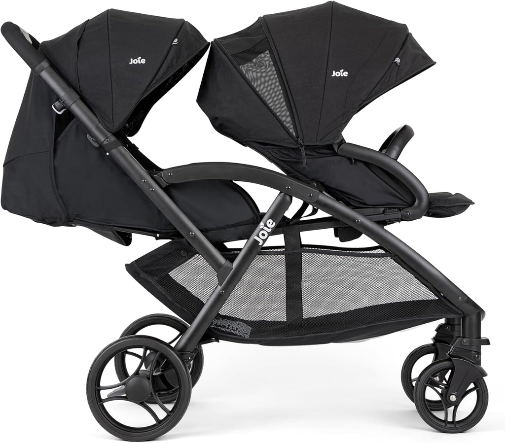 2026 Joie - Evalite Duo - Poussette Double Légère - Siège Arrière Inclinable À Plat - Compatible Sièges Auto Et Nacelles - Suspension 4 Roues - Harnais 5 Points SoftTouch - Dès la naissance