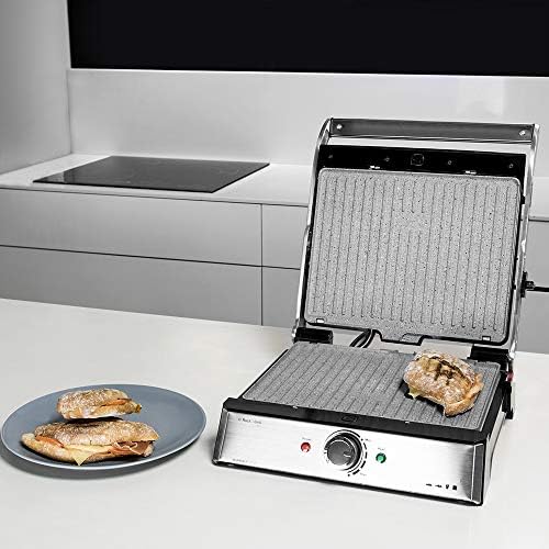 2026 Cecotec Grill électrique Rock’nGrill Smart. Système de réglage de la puissance, du temps et de la température de 2000 W, ouverture à 180 °, plaques amovibles allant au lave vaisselle : Cuisine et Maison