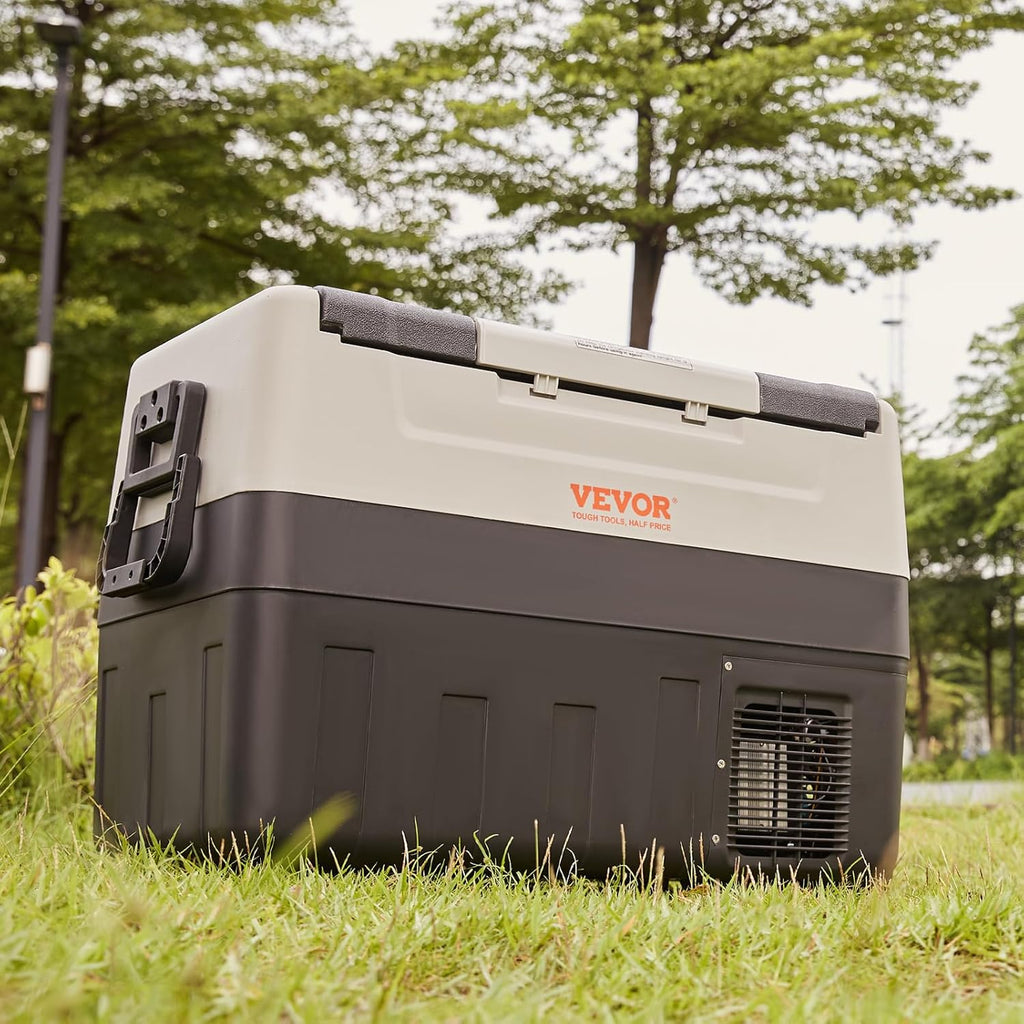 2026 VEVOR Glacière Électrique Portable de 55 L Réfrigérateur de Voiture Portable 12/24 V CC 100-240 V CA Frigo Voiture Double Zone 0,6 kW.h -20 °C à 10 °C Réglable Congélateur pour Camion Bateau Camping