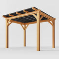 2026 Tonnelle de jardin en bois 3x3 m avec toit en polycarbonate noir pour extérieur