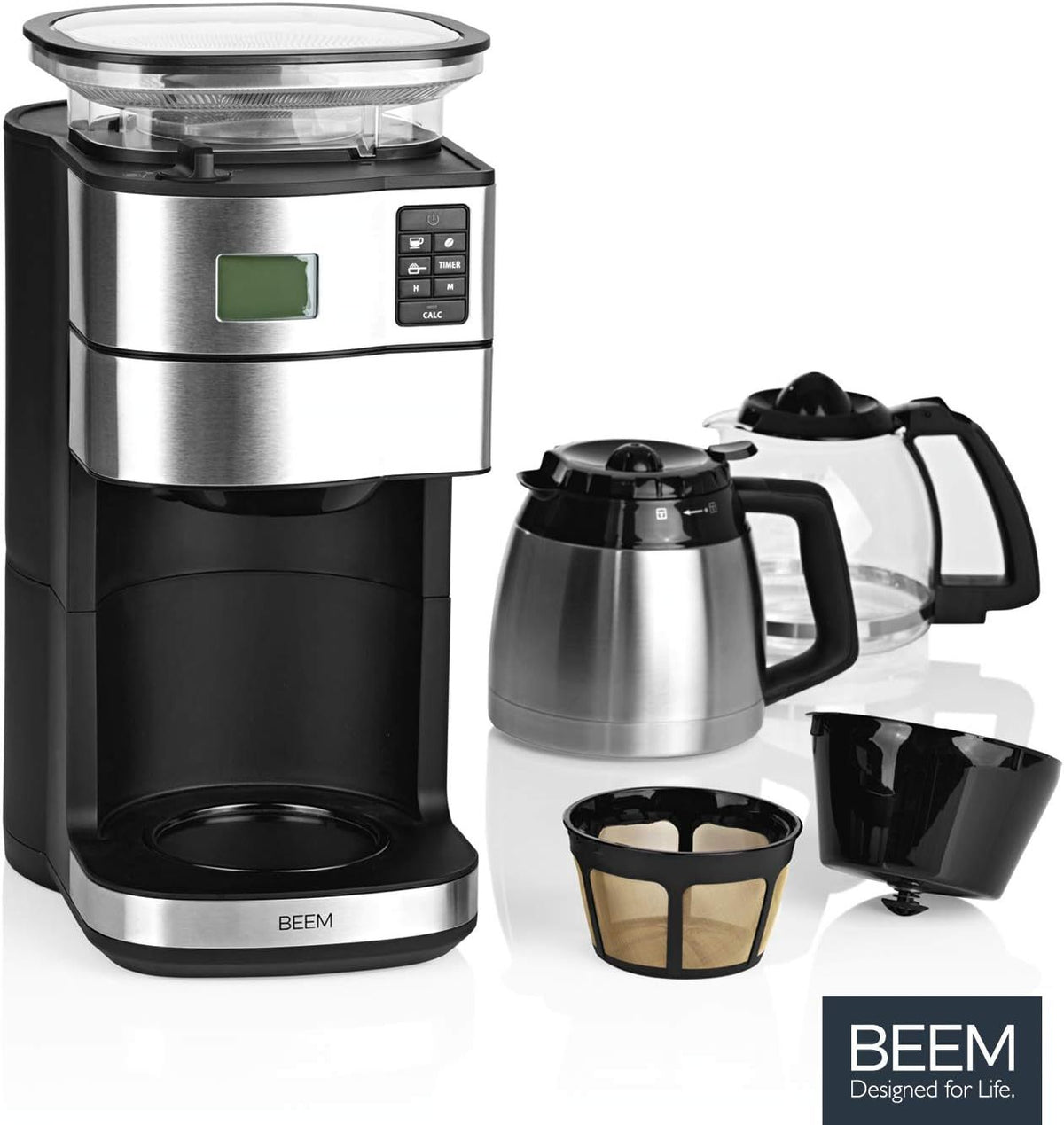 2026 BEEM FRESH-AROMA-PERFECT II Filterkaffeemaschine mit Mahlwerk - Thermo | Edelstahl | Thermokanne | 24h-Timer | 1000 W | 180 g Bohnenbehälter