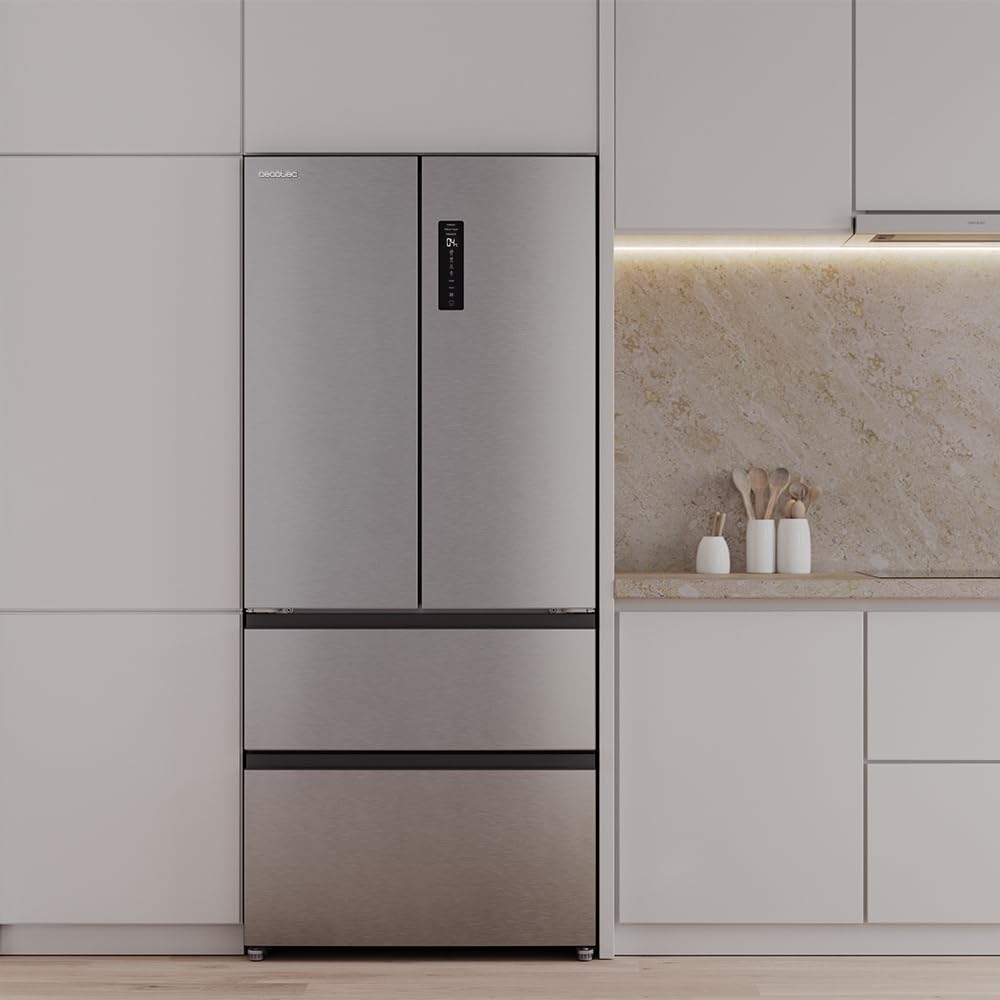 2026 Cecotec Réfrigérateur Porte Française de 4 Portes Semi-Intégrable 458L Total No Frost Bolero CoolMarket F2D 458 SBI Inox E, Hauteur 189 cm et 83 cm La