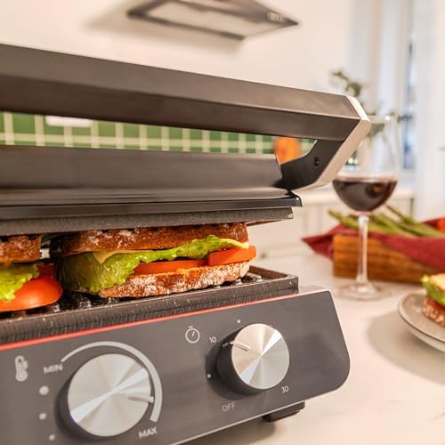 2026 Cecotec Grill électrique Rock’nGrill Smart. Système de réglage de la puissance, du temps et de la température de 2000 W, ouverture à 180 °, plaques amovibles allant au lave vaisselle : Cuisine et Maison
