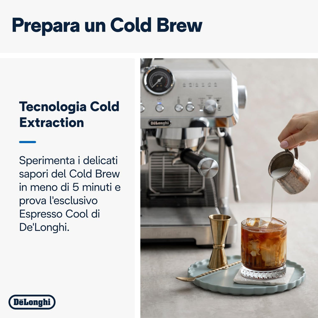 2026 La Specialista Opera EC9555.M, Macchina Caffè Espresso con Macinacaffè Integrato, Funzione Cold Brew, Inclusa Lancia per Schiumatura del Latte, Include Accessori Welcome Set, 1550W, Metallo