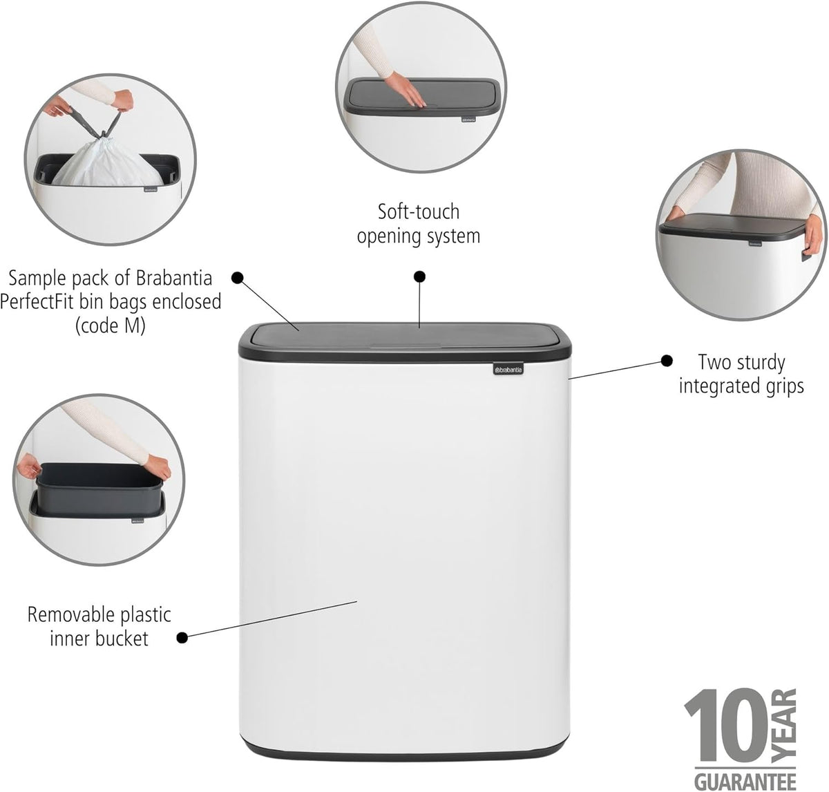 2026 Poubelle Brabantia, acier mat, anti-traces de doigts, 2 x 30 L