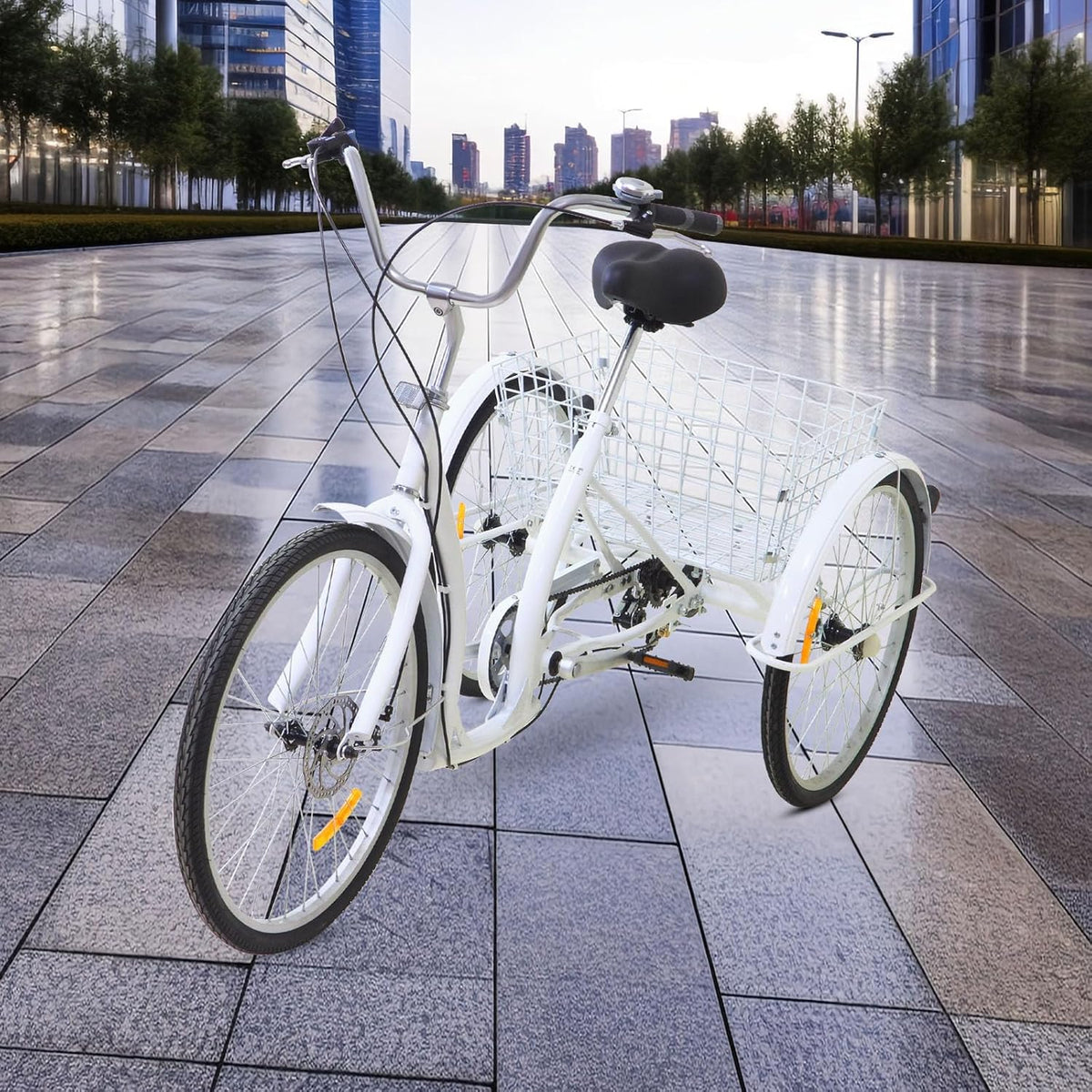2026 26 Pollice 6 Marce 3 Ruote Triciclo Bicicletta per Adulti Anziani con Cestino Bianco Anziani Donne Per Trike Bike Ciclismo Porta