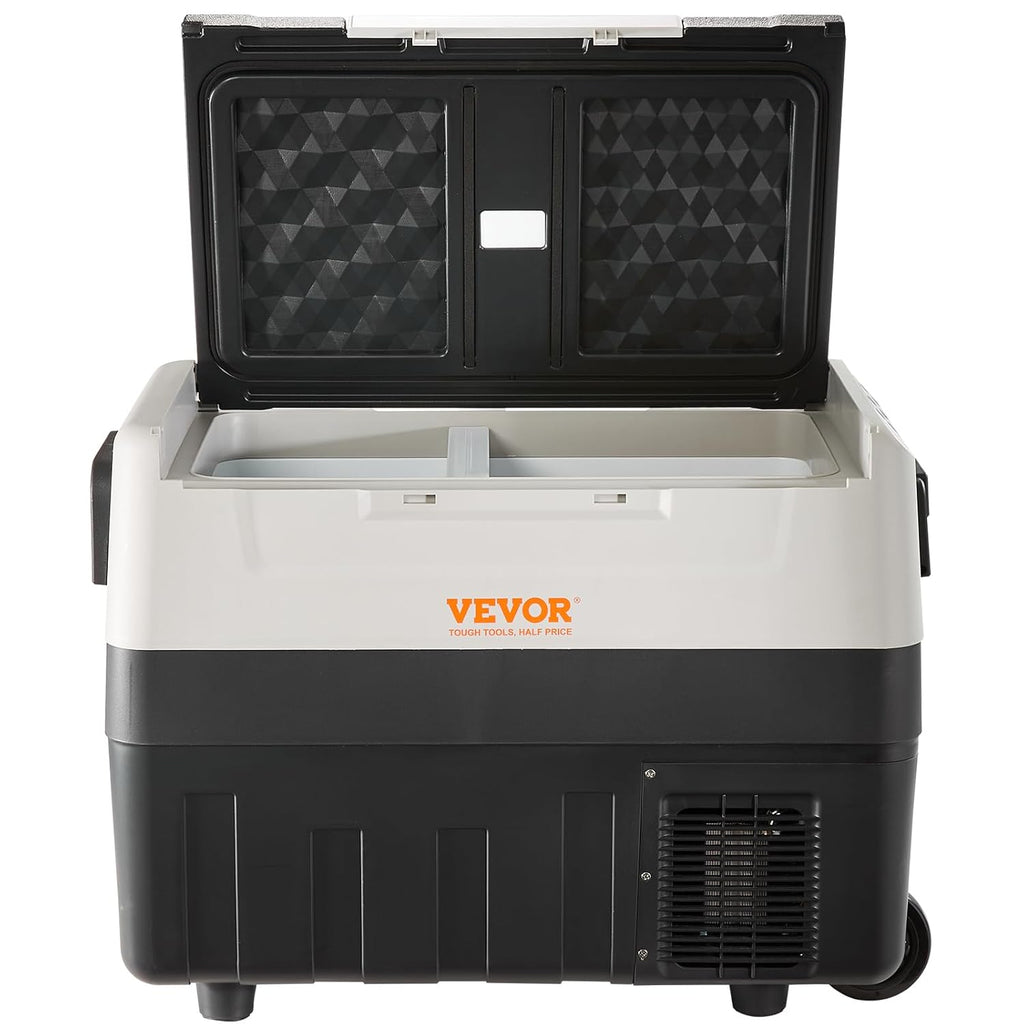 2026 VEVOR Glacière Électrique Portable de 55 L Réfrigérateur de Voiture Portable 12/24 V CC 100-240 V CA Frigo Voiture Double Zone 0,6 kW.h -20 °C à 10 °C Réglable Congélateur pour Camion Bateau Camping