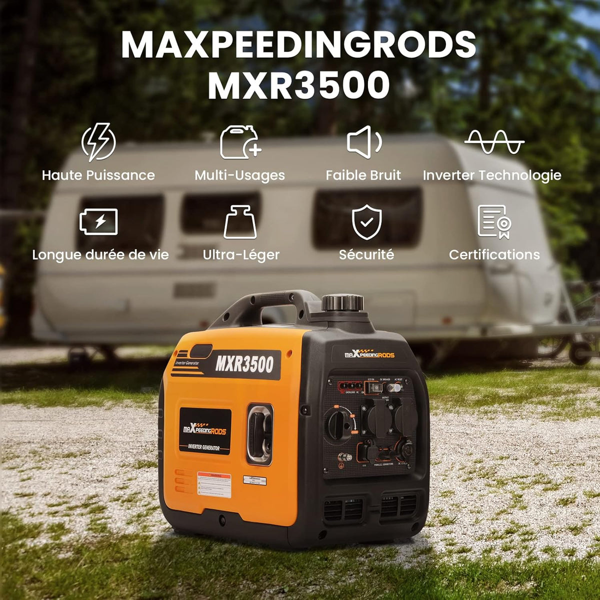 2026 maXpeedingrods 3300W Groupe Electrogene Silencieux Inverter Essence avec Prises USB et 230V Générateur Electrique 4 Temps Generator Léger Secours pour les Caravanes, Garage, Jardin, Camping