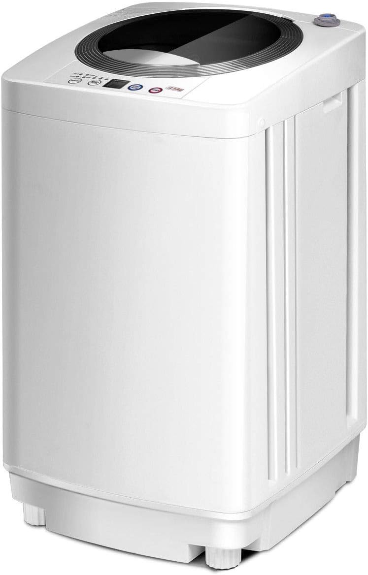 2026 COSTWAY 2 in 1 Lavatrice Portatile Automatico 3,5kg, con Lavaggio Automatico Centrifuga, Mini Lavatrice per Appartamento Campeggio, 43x43x75 cm, Bianco