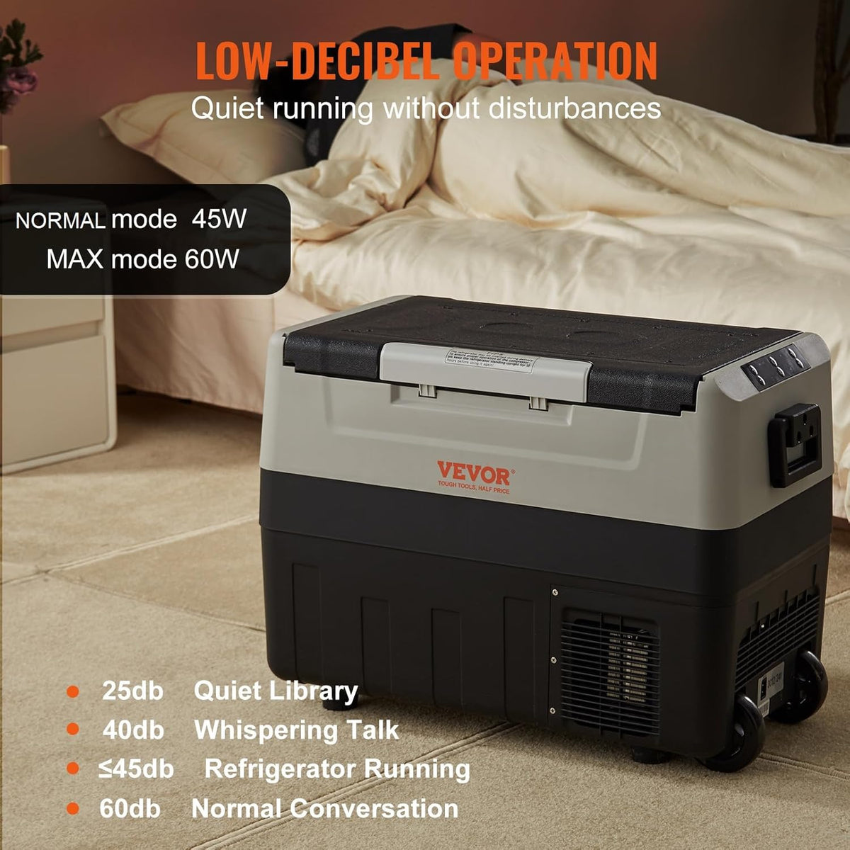 2026 VEVOR Glacière Électrique Portable de 55 L Réfrigérateur de Voiture Portable 12/24 V CC 100-240 V CA Frigo Voiture Double Zone 0,6 kW.h -20 °C à 10 °C Réglable Congélateur pour Camion Bateau Camping