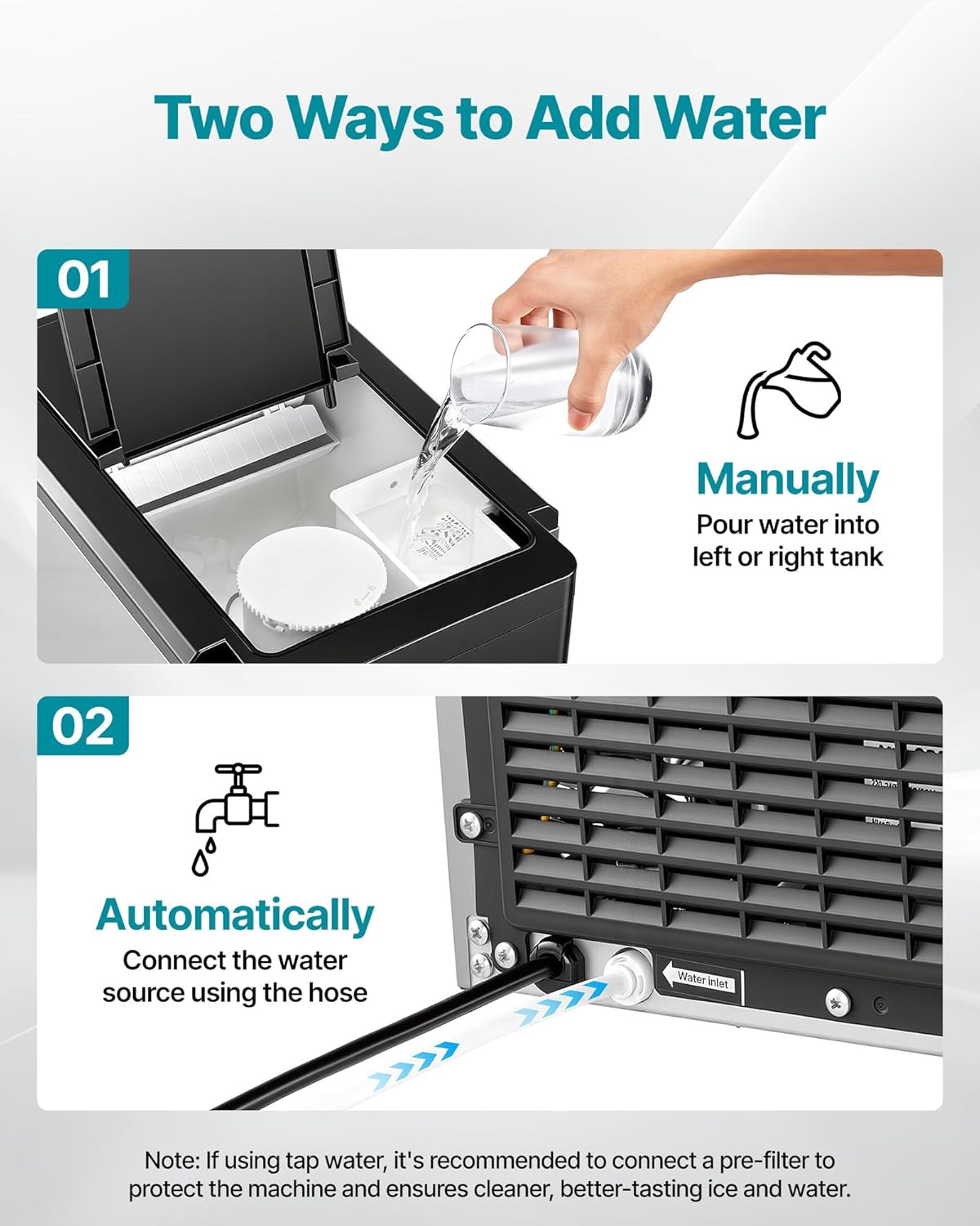 2026 VEVOR Distributeur d'Eau 3-en-1 avec Machine à Glaçons et Broyeur à Glace, Fontaine à Eau à Poser, pour Fête Cuisine Maison Bureau, Production Rapide de Cube 16 kg/24 h et 12 PCs/7 min, avec Pelle
