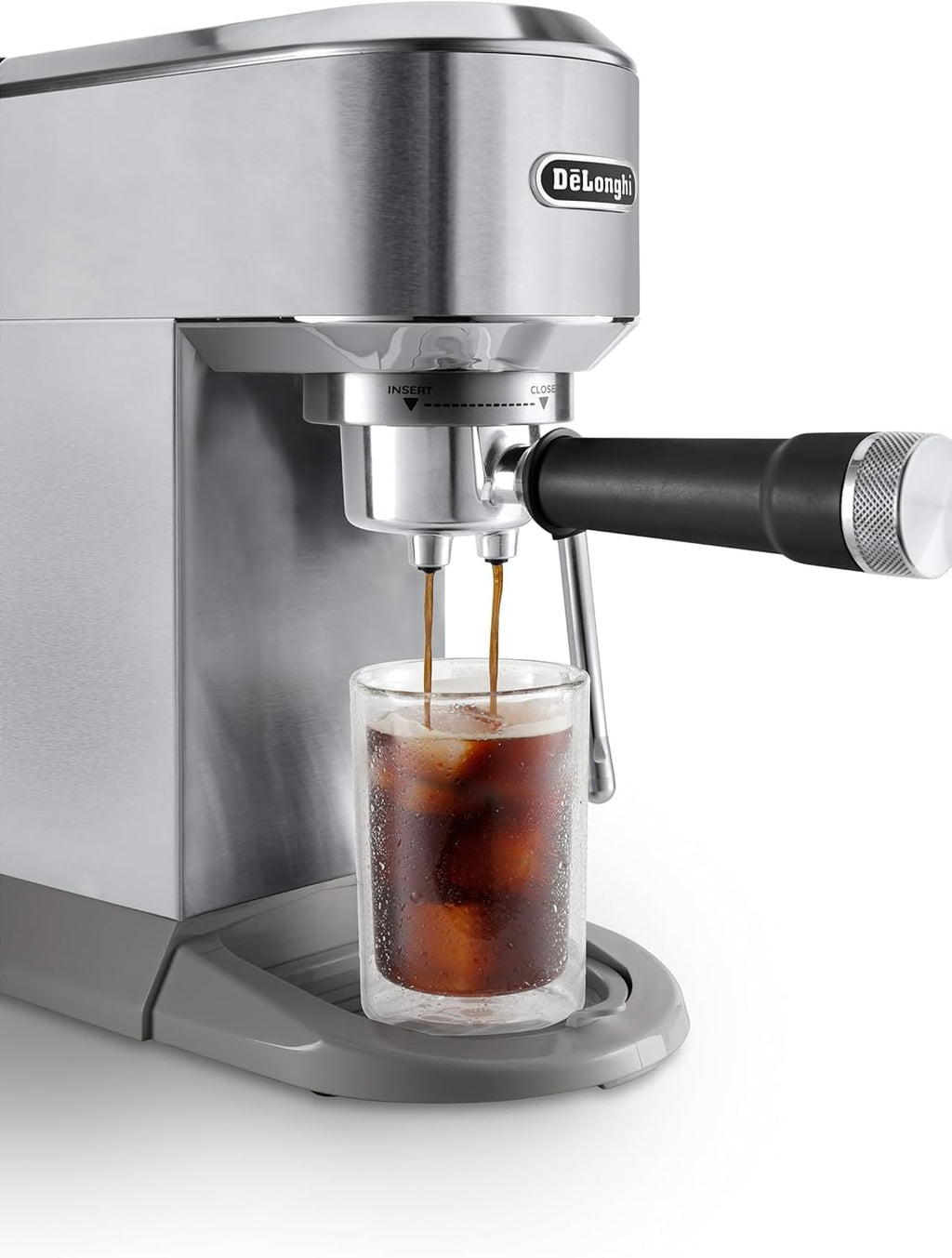 2026 De'Longhi Dedica – Cafetière à pompe en acier inoxydable pour café moulu ou individuel, expresso et cappuccino, réservoir de 1,3 litre, système anti-goutte, modèle EC685.M, couleur métal