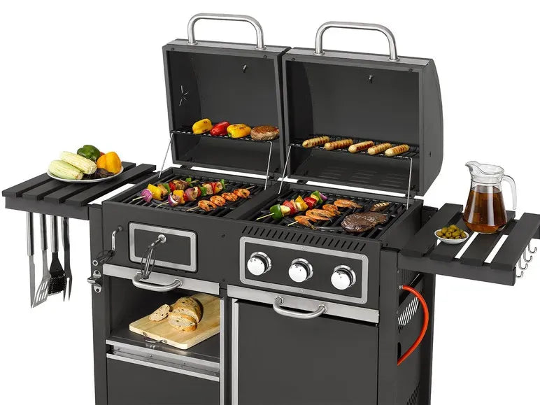2026 tepro Kohle-Gas-Grill »Toronto Kombi«, 8,7 kW Leistung, 3 Edelstahlbrenner, 2 Ablagen