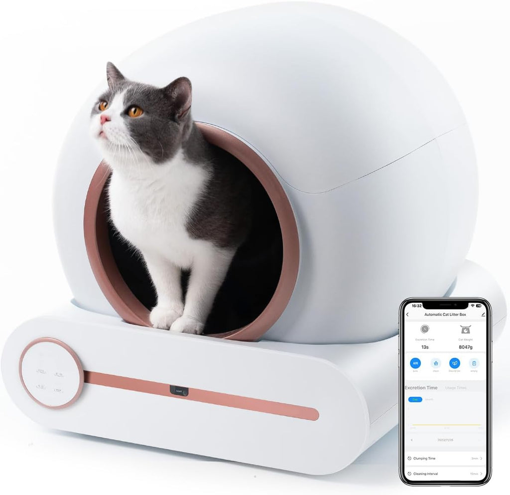 2026 Megonia Litière Autonettoyante Chat Automatique: 2.4GHz WiFi Con App Contrôle à Distance 65L Grande Capacité Anti-Pincement/Fuites/Odeur pour Famille