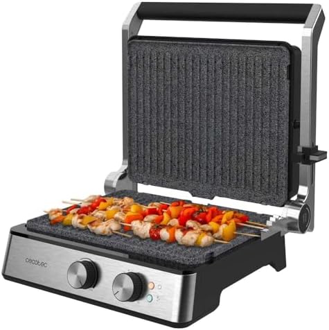 2026 Cecotec Grill électrique Rock’nGrill Smart. Système de réglage de la puissance, du temps et de la température de 2000 W, ouverture à 180 °, plaques amovibles allant au lave vaisselle : Cuisine et Maison