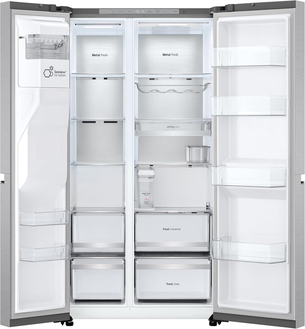2026 GSLE91MBAC Frigorifero Americano Side-by-Side, Classe C, Frigorifero No Frost, 628L, Wi-Fi, Tecnologia Door&Linear Cooling, Fresh Converter, Dispenser Senza Allaccio, UVnano, Metal Sorbet