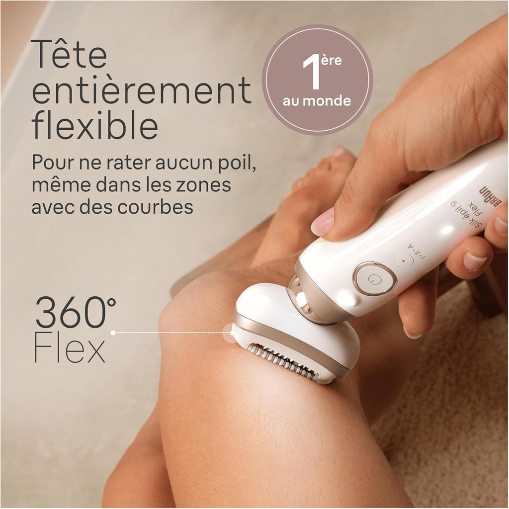 2026 Braun Epilateur Electrique Pour Femmes Silk-épil 9 9-041 3D, Tête Flexible 360°, Etanche, Sans Fil, Kit D’Epilation Avec Tête De Rasoir, Sabot Tondeuse, Rouleaux Massage, Pour Tondre Et Raser