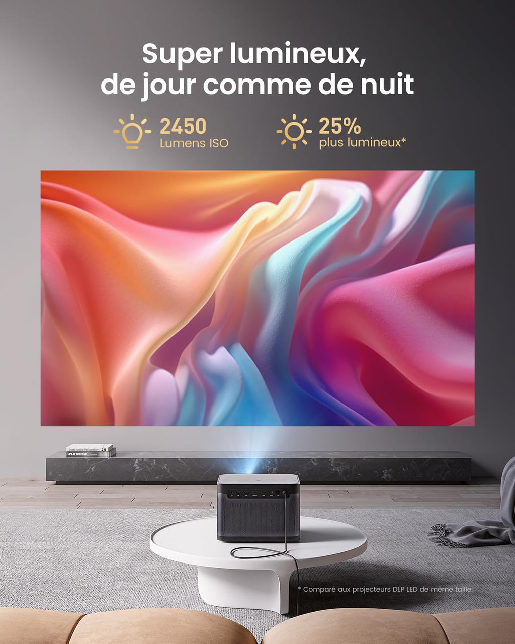 2026 4K Vidéoprojecteur & Blu-Ray 3D, 2450 ISO Lumens, Dangbei Vidéoprojecteur avec GTV/Netflix, Home cinéma, 2x12W Haut-Parleur, HDR10+, WiFi 6 Bluetooth,
