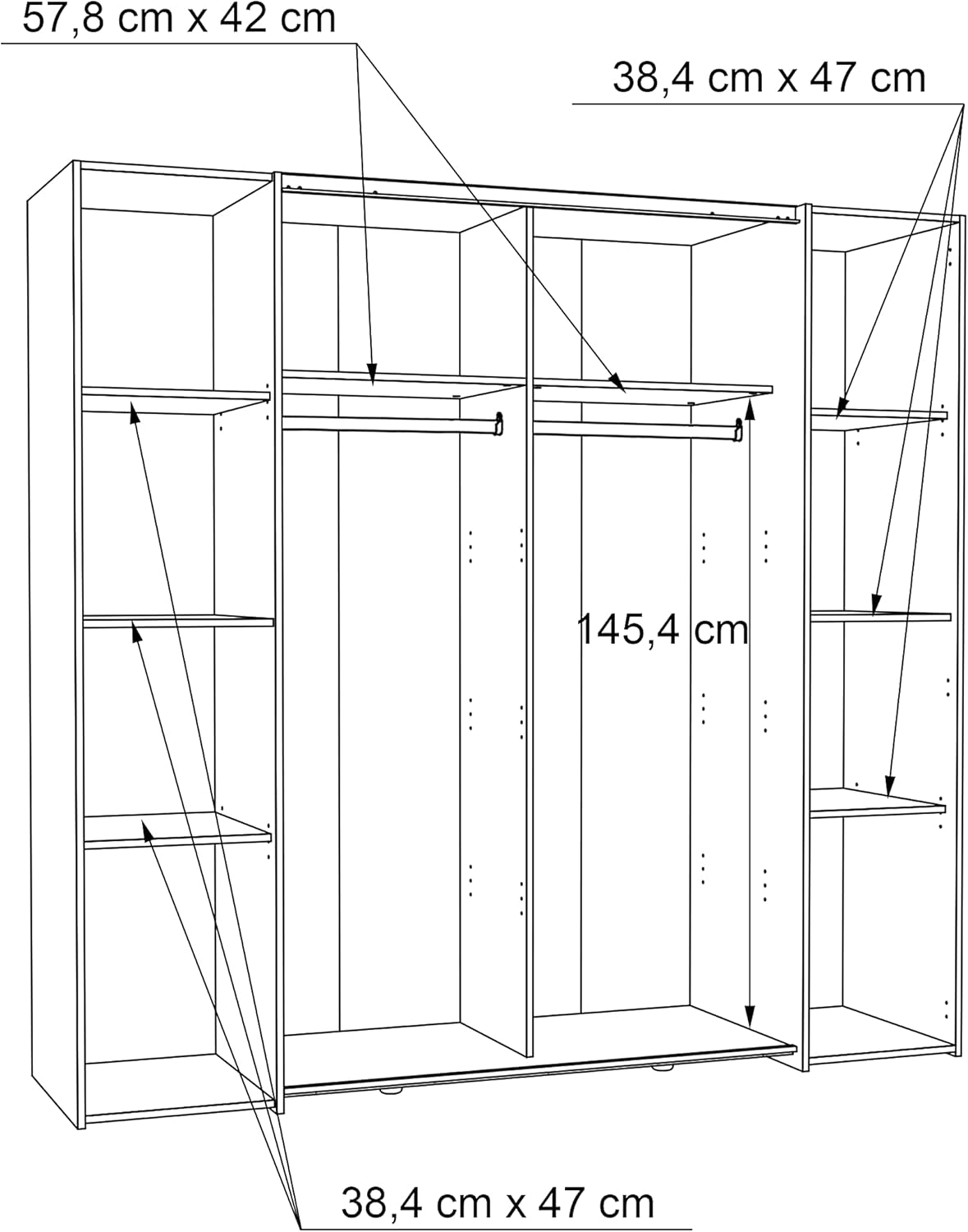2026 AVANTI TRENDSTORE - Flavi - Wardrobe with 2 hinged doors and 2 sliding doors. Available in different colours. LAP dimensions 200 x 190.5 x 61.7 cm (Sonoma Oak/White)