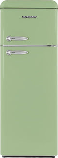 2026 SCHNEIDER SCDD208VVA, Réfrigérateur 2 portes, 211L (172+39), Froid statique, Dégivrage automatique, 3 clayettes verre, Thermostat réglables, Pieds réglables,Vert amande