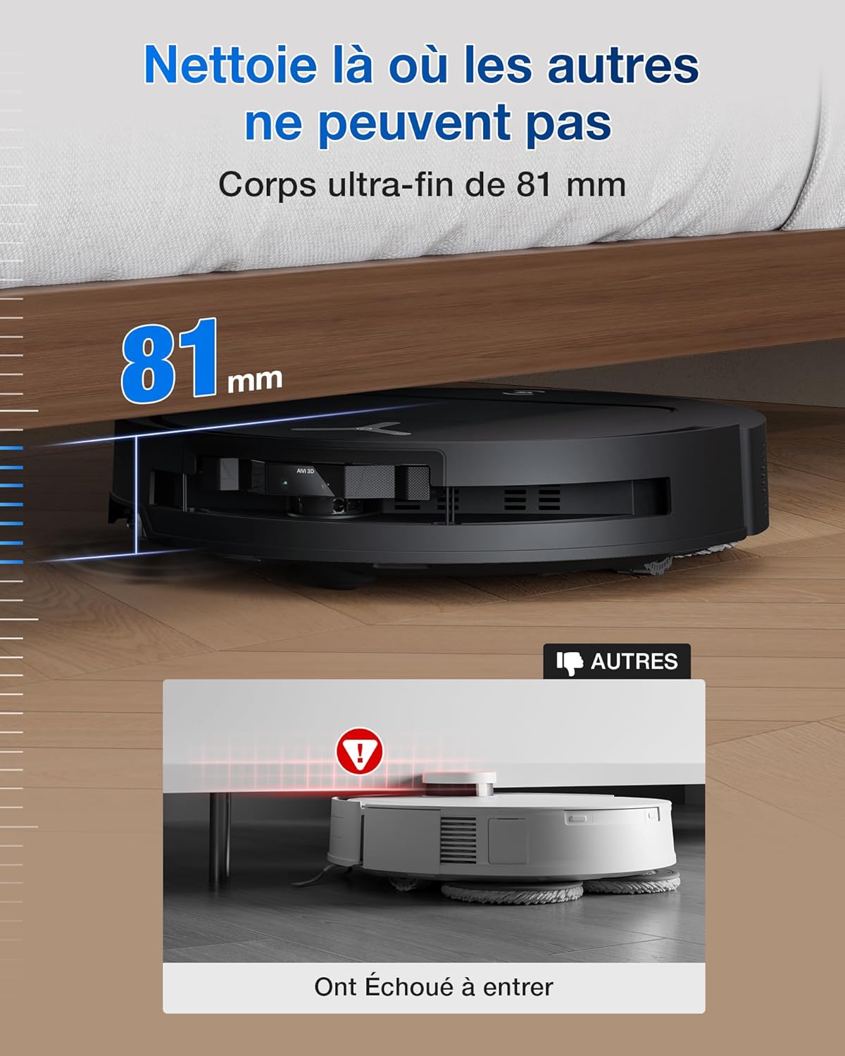 2026 ECOVACS T50 Omni Aspirateur Robot avec Station, Puissance 15000Pa amélioré par T30 Pro Omni, Brosse latérale et serpillière Extensibles, ZeroTangle 2.0, AIVI 3D 2.0, Lavage à l'eau Chaude 75℃, Blanc