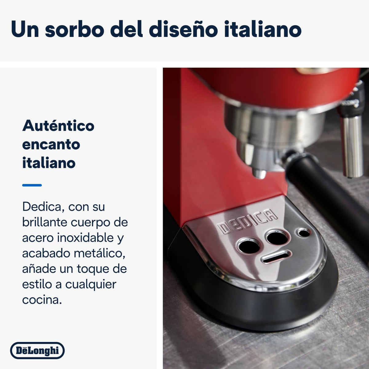 2026 De'Longhi Dedica – Cafetière à pompe en acier inoxydable pour café moulu ou individuel, expresso et cappuccino, réservoir de 1,3 litre, système anti-goutte, modèle EC685.M, couleur métal