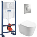 2026 WC Suspendu Pack Complet Accessoires - Pack WC Grohe Bâti autoportant, WC SAT Infinitio sans bride, Plaque chrome, Abattant WC,Cuvette Toilette, Chasse d'eau Wc, Mécanisme