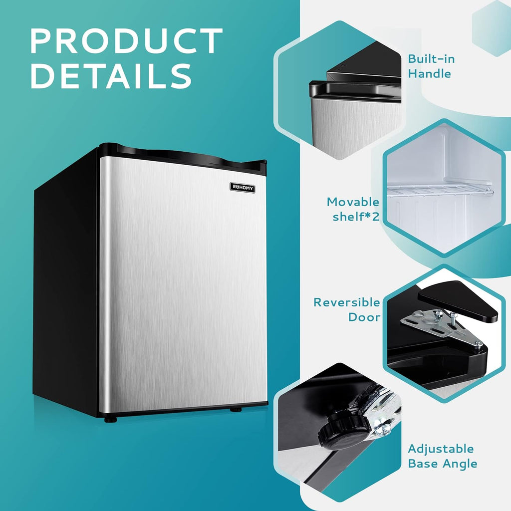 2026 Congélateur vertical 2025 de 85 litres (3 pi³). Porte réversible simple en acier inoxydable. Congélateur compact pour la maison, les résidences étudiantes, les appartements et les bureaux (argenté).
