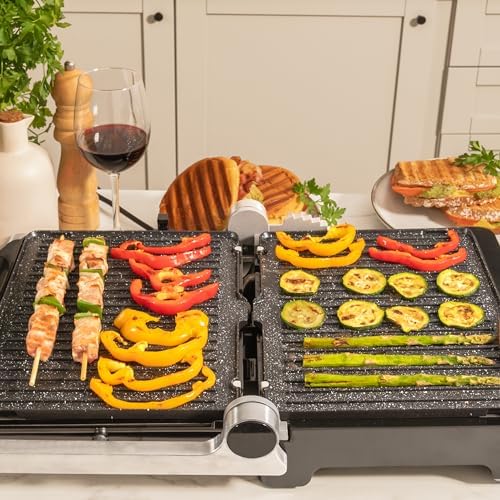 2026 Cecotec Grill électrique Rock’nGrill Smart. Système de réglage de la puissance, du temps et de la température de 2000 W, ouverture à 180 °, plaques amovibles allant au lave vaisselle : Cuisine et Maison