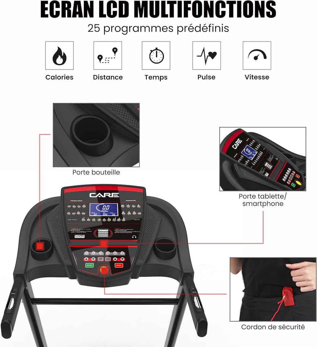 2026 - Tapis de Course Connecté Jog Runner - Tapis de Marche Électrique Inclinable et Pliable - Jusqu'à 18km/h - 18 Niveaux d'Inclinaison - 25 Programmes