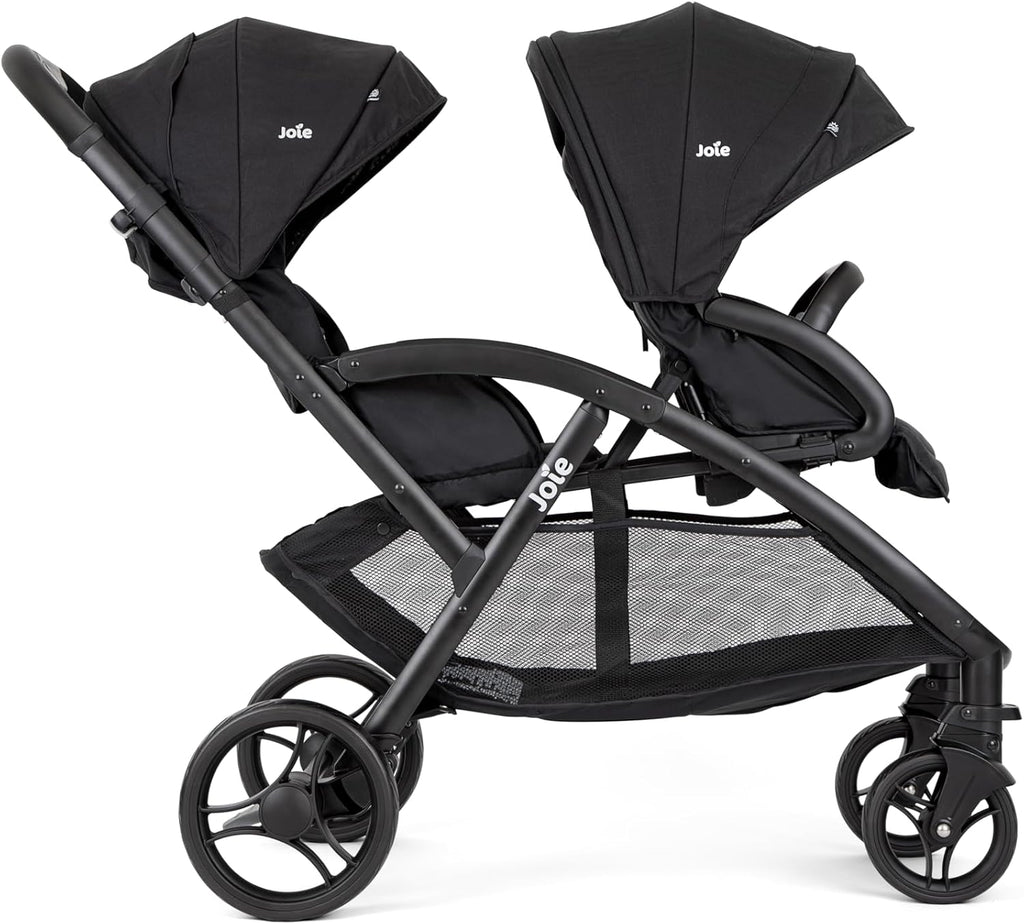 2026 Joie - Evalite Duo - Poussette Double Légère - Siège Arrière Inclinable À Plat - Compatible Sièges Auto Et Nacelles - Suspension 4 Roues - Harnais 5 Points SoftTouch - Dès la naissance