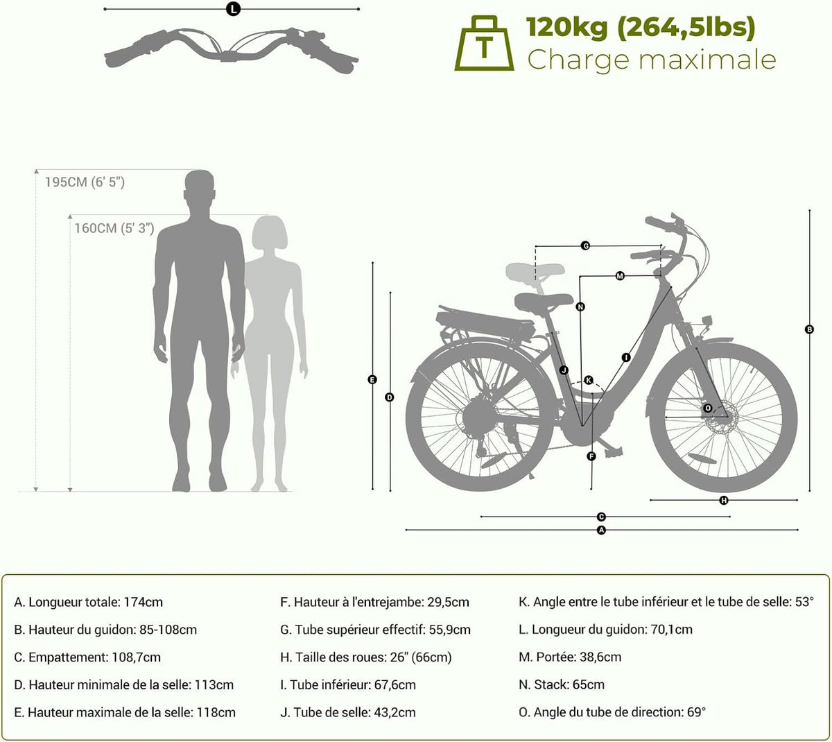 2026 Eleglide C2 Vélo Électrique Adulte, 100Km Autonomie, Batterie Amovible, Freins Hydrauliques, Suspension Avant, 7 Vitesses, Vélo électrique à Moteur Central, Confortable pour Ville/Trekking