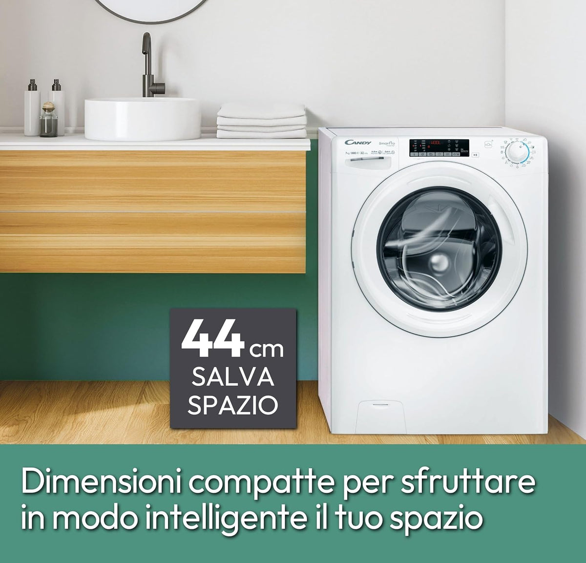 2026 Candy Smart Pro Inverter CO4474TWM6/1-S Lavatrice a carica frontale, 7KG, Classe A-10%, 1400 giri, Motore Speed Dive Inverter, 16 programmi, AxLxP 85x60x45,4 cm, Bianco [Classe di energetica A]