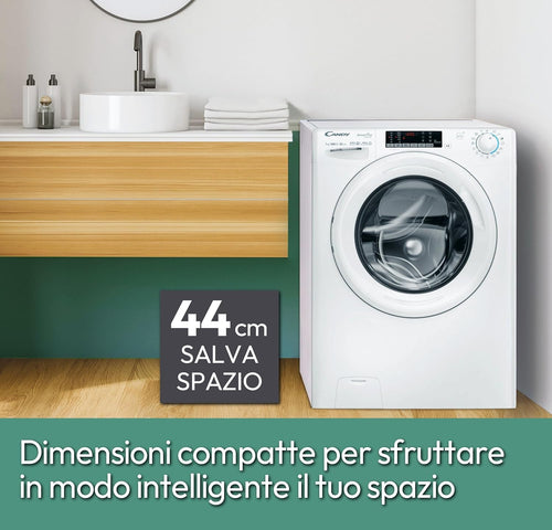 2026 Candy Smart Pro Inverter CO4474TWM6/1-S Lavatrice a carica frontale, 7KG, Classe A-10%, 1400 giri, Motore Speed Dive Inverter, 16 programmi, AxLxP 85x60x45,4 cm, Bianco [Classe di energetica A]